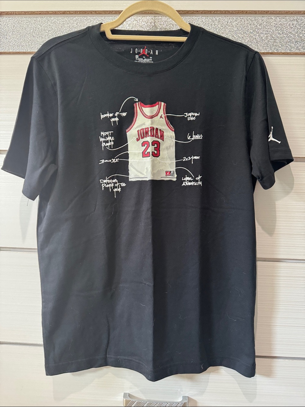 Jordan Black Tee with Red & White Jersey Graphic